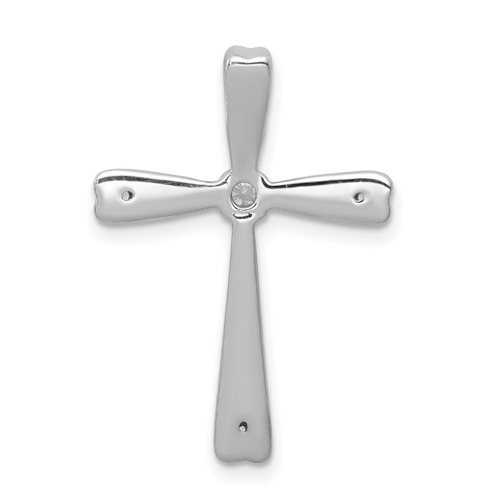 10K Solid White Gold Diamond Holy Cross Floating Chain Slide Pendant Necklace Religious Jesus Christ Charm