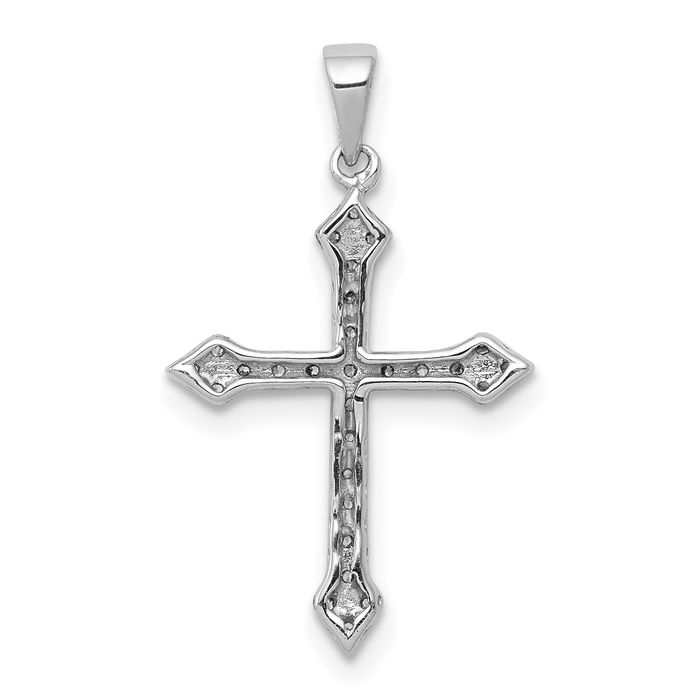 10K Solid White Gold Diamond Holy Cross Necklace Religious Chain Pendant Jesus Christ Charm