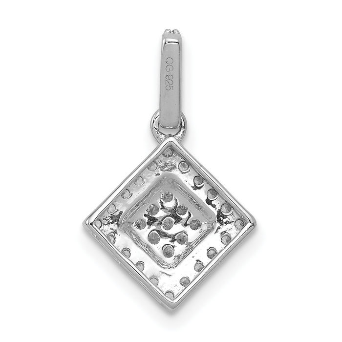 10K Solid White Gold Diamond Geometric Necklace Chain Pendant Charm