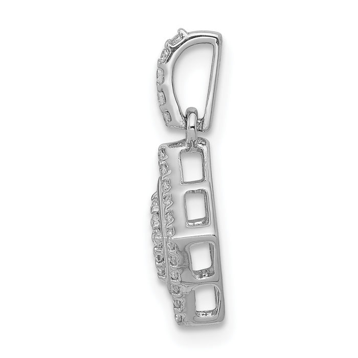 10K Solid White Gold Diamond Geometric Necklace Chain Pendant Charm