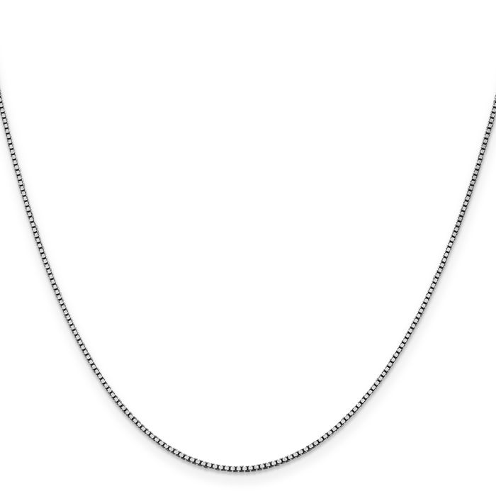 10K Solid White Gold 1.05mm Box Link Chain Necklace