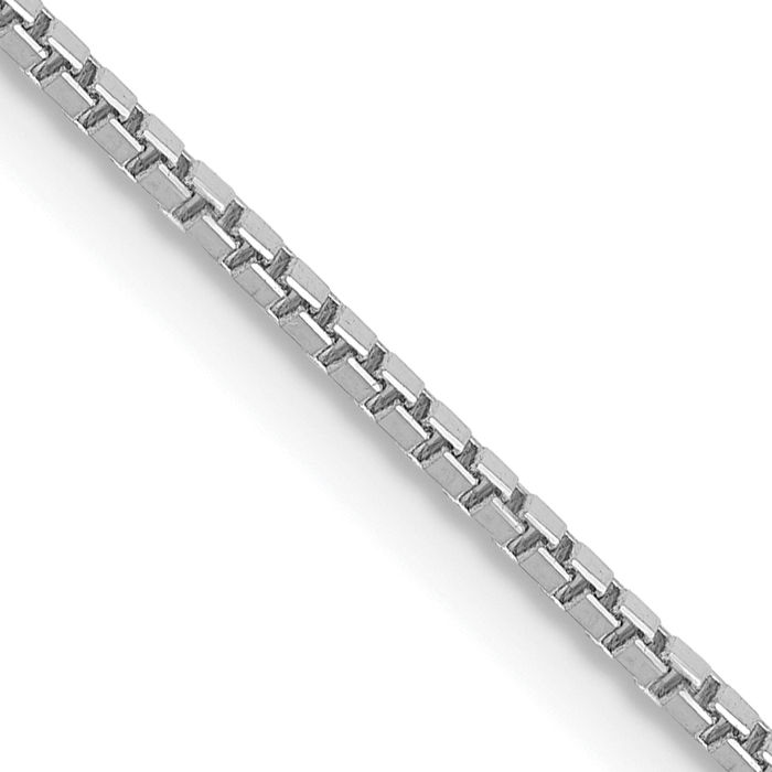 10K Solid White Gold 1.05mm Box Link Chain Necklace