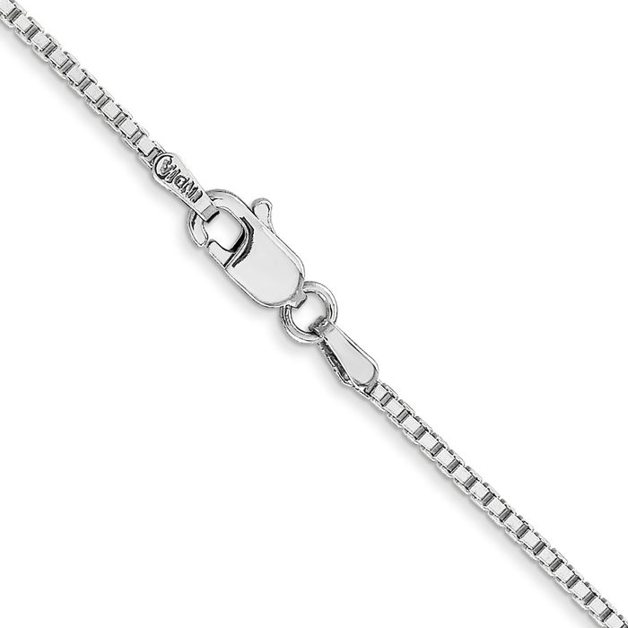 14K Solid White Gold 0.5mm Box Link Chain Necklace