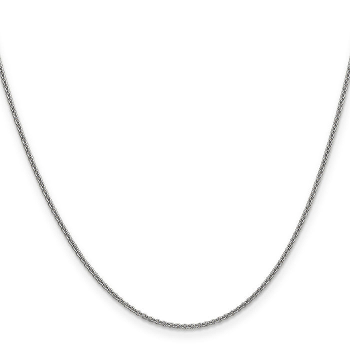 10K Solid White Gold 1.4mm Round Cable Rolo Link Chain Belcher Necklace