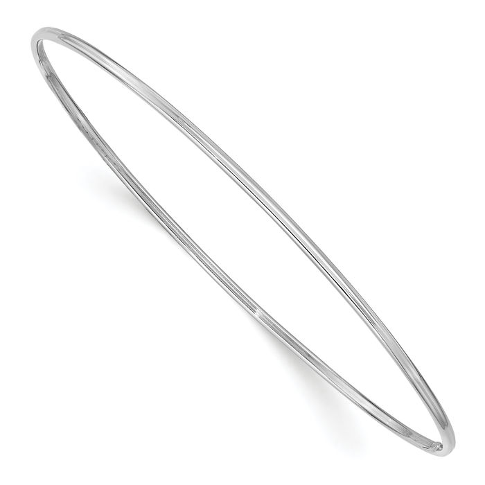 10K Solid White Gold 1.5mm Slip On Bangle Bracelet - Picture 8 of 12