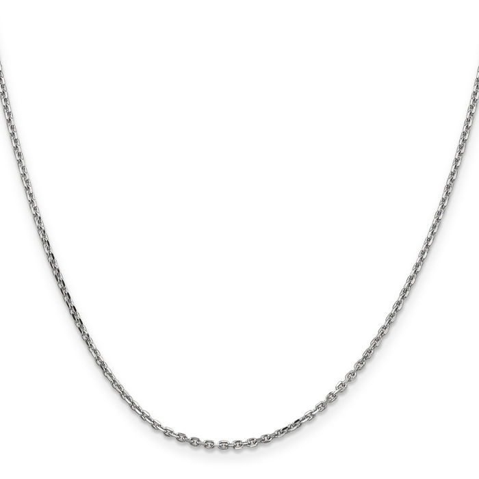 10K Solid White Gold 1.65mm Cable Rolo Link Chain Belcher Necklace