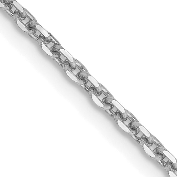 10K Solid White Gold 1.65mm Cable Rolo Link Chain Belcher Necklace