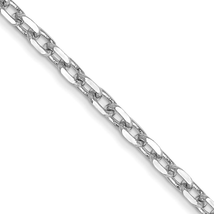 10K Solid White Gold 1.8mm Round Cable Rolo Link Chain Belcher Necklace