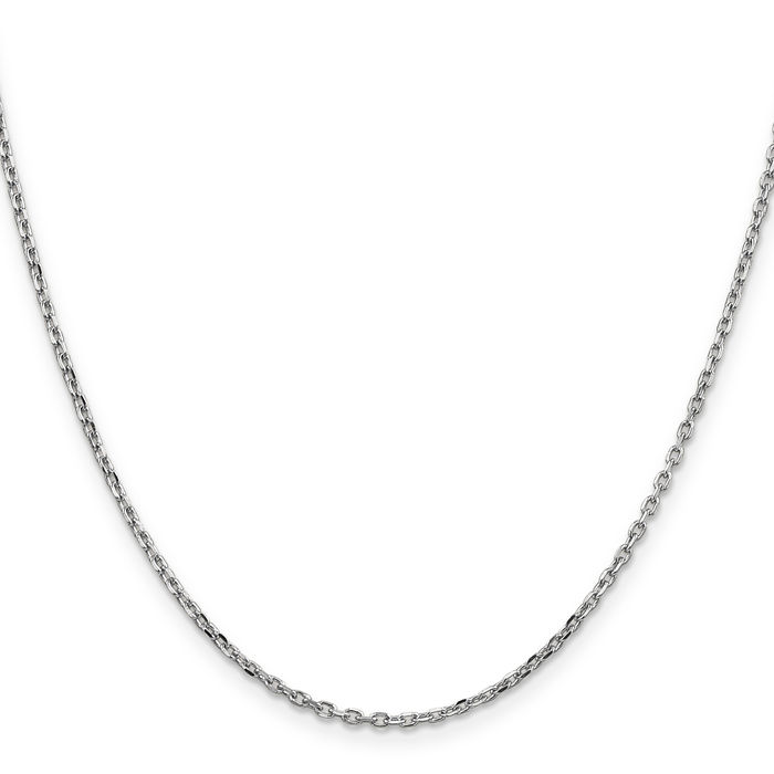 10K Solid White Gold 1.8mm Round Cable Rolo Link Chain Belcher Necklace