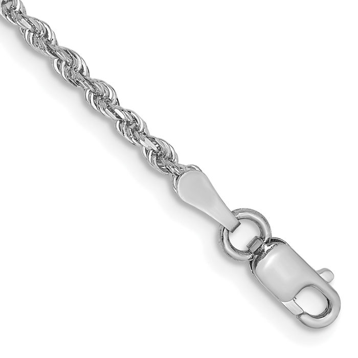 10K Solid White Gold 2mm Quadruple Rope Chain Bracelet