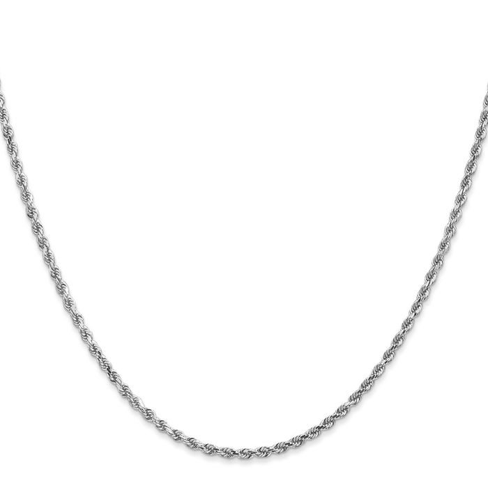 10K Solid White Gold 2mm Rope Chain Twisted Link Necklace