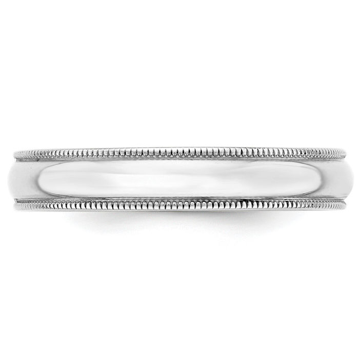 10K Solid White Gold 4mm Milgrain Half Round Classic Wedding Ring - Picture 8 of 132