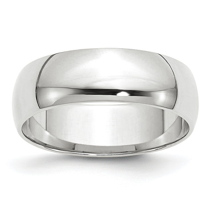 10K Solid White Gold 6mm Half Round Classic Wedding Ring - Picture 7 of 132