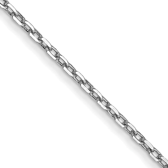 10K Solid White Gold 0.8mm Cable Rolo Link Chain Belcher Necklace