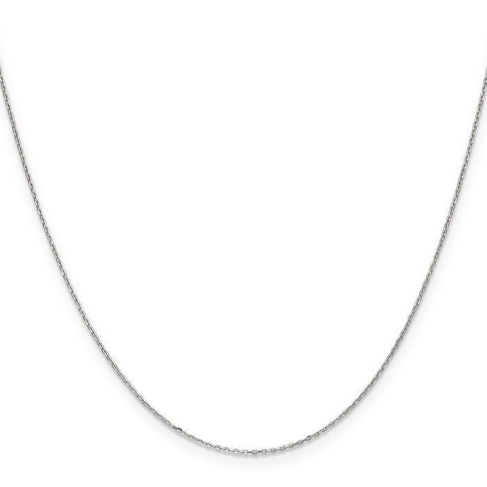 10K Solid White Gold 0.8mm Cable Rolo Link Chain Belcher Necklace