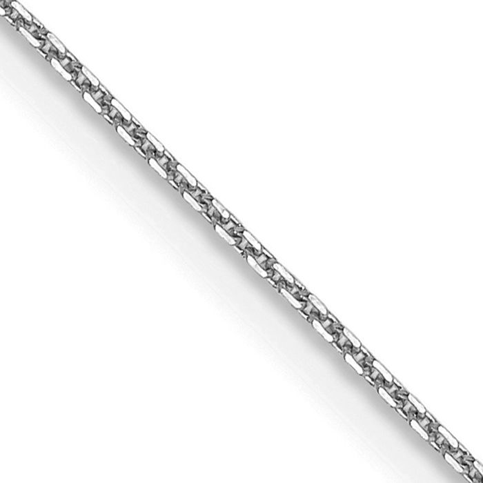 10K Solid White Gold 0.8mm Round Cable Rolo Link Chain Belcher Necklace