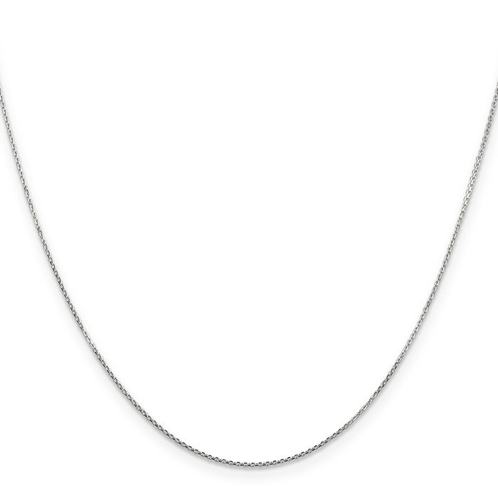 10K Solid White Gold 0.8mm Round Cable Rolo Link Chain Belcher Necklace