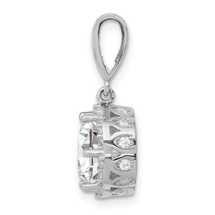 10K Solid White Gold Cubic Zirconia CZ Necklace Chain Pendant Charm