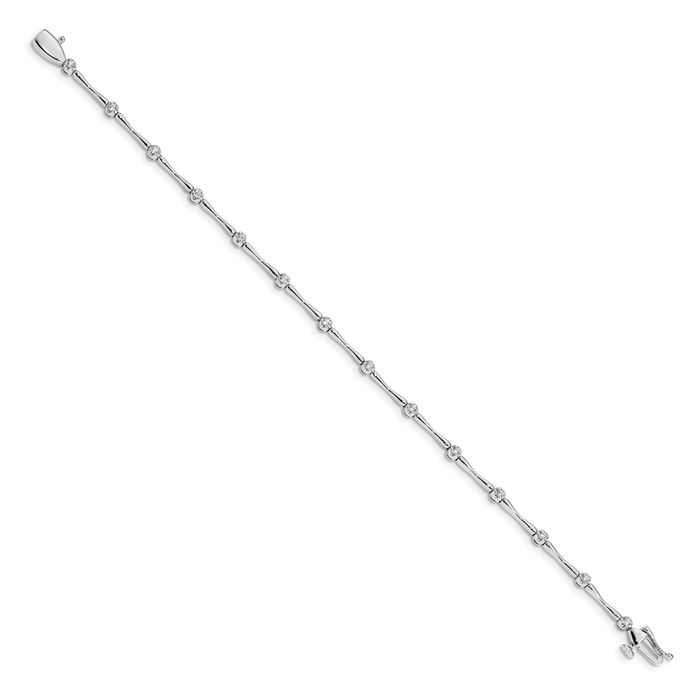 10K Solid White Gold Diamond Chain Gemstone Tennis Bracelet