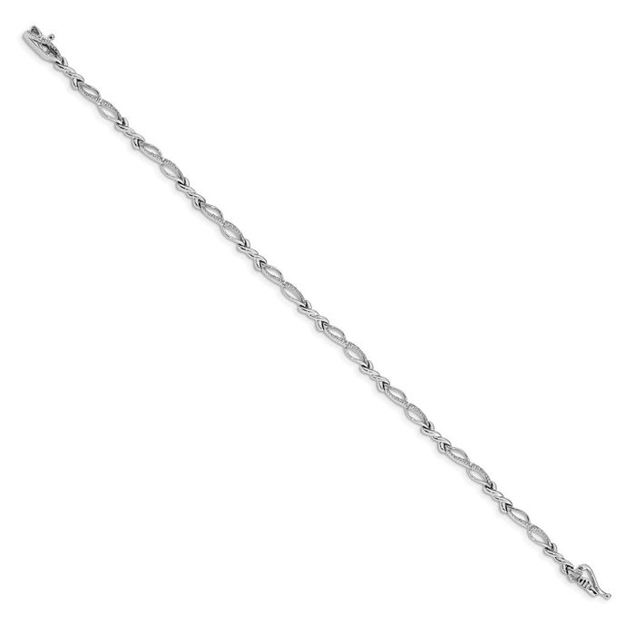 10K Solid White Gold Diamond Tennis Bracelet