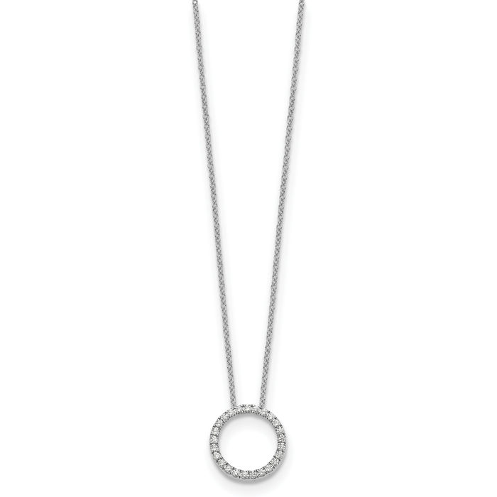 10K Solid White Gold Diamond Circle Round Geometric Necklace Chain