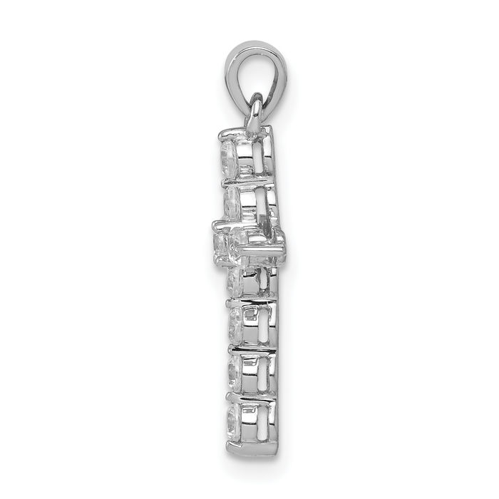 10K Solid White Gold Diamond Holy Cross Necklace Religious Chain Pendant Jesus Christ Charm