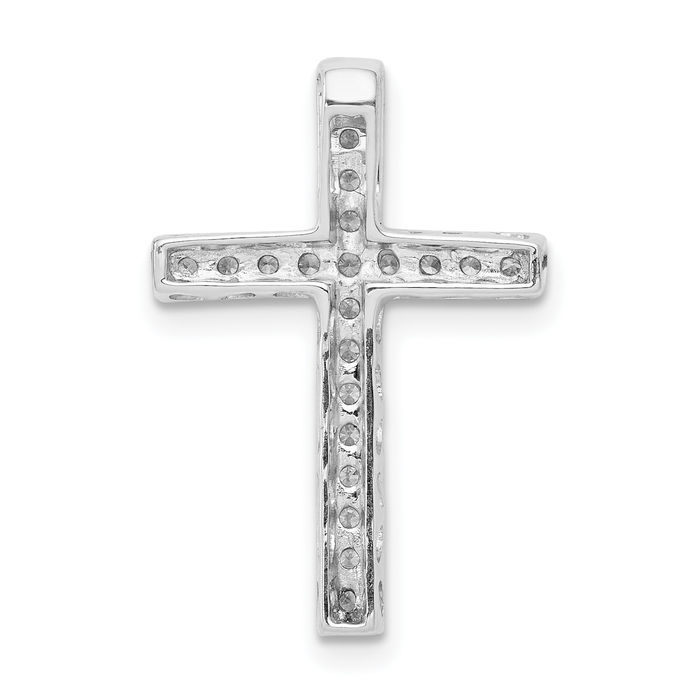 10K Solid White Gold Diamond Holy Cross Slide Necklace Religious Chain Pendant Jesus Christ Charm