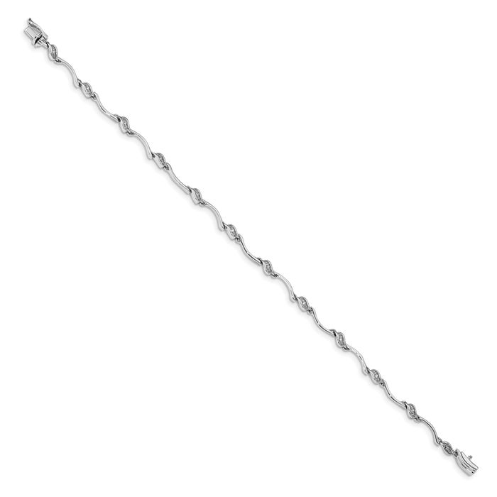 10K Solid White Gold Diamond Link Chain Bracelet