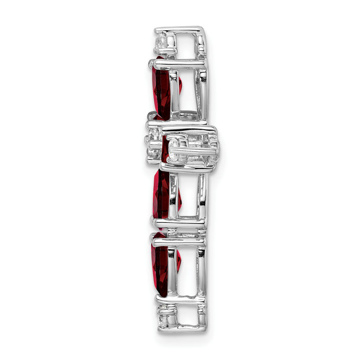 10K Solid White Gold Red Garnet Diamond Holy Cross Floating Chain Slide Pendant Necklace Religious Jesus Christ Charm