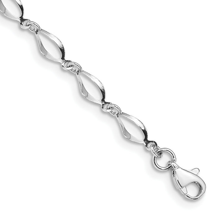 10K Solid White Gold Link Chain Bracelet