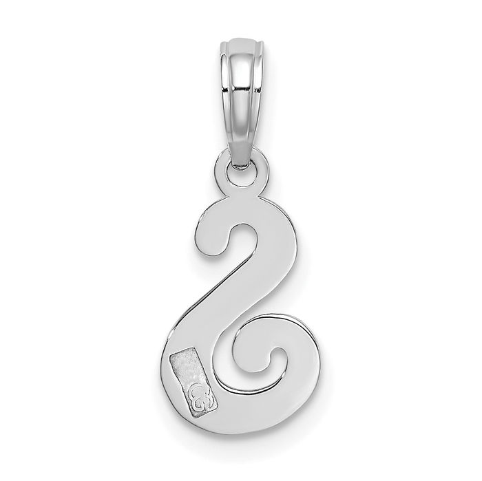 10K Solid White Gold Dainty Letter S Initial Name Monogram Necklace Chain Pendant Charm