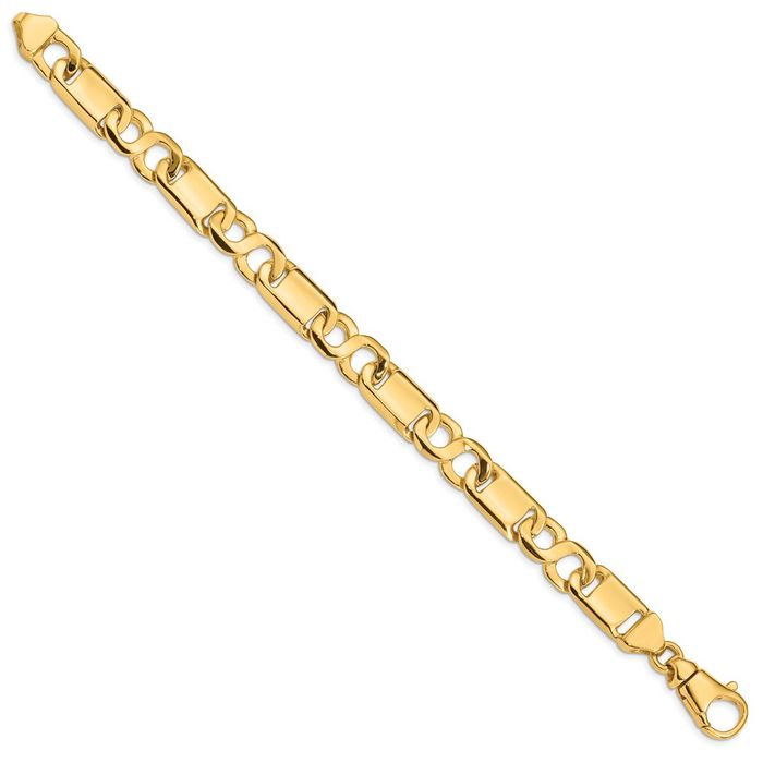 10K Solid Yellow Gold 10.4mm Link Chain Bracelet