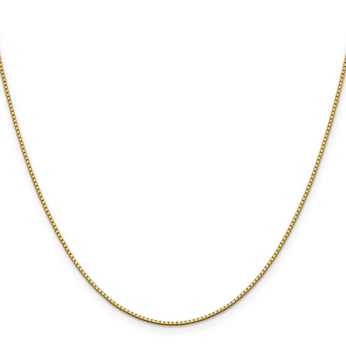 10K Solid Yellow Gold 1.05mm Box Link Chain Necklace