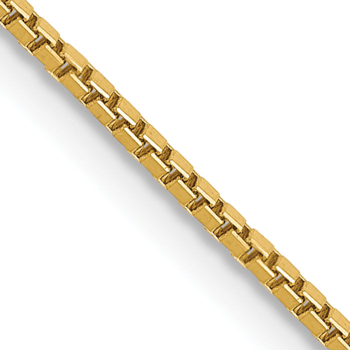 10K Solid Yellow Gold 1.05mm Box Link Chain Necklace