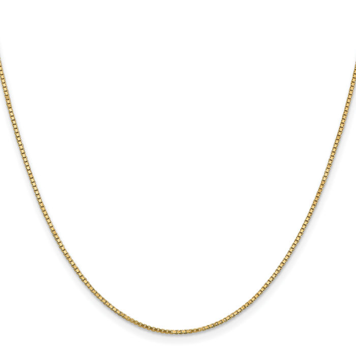 10K Solid Yellow Gold 1.1mm Box Link Chain Necklace