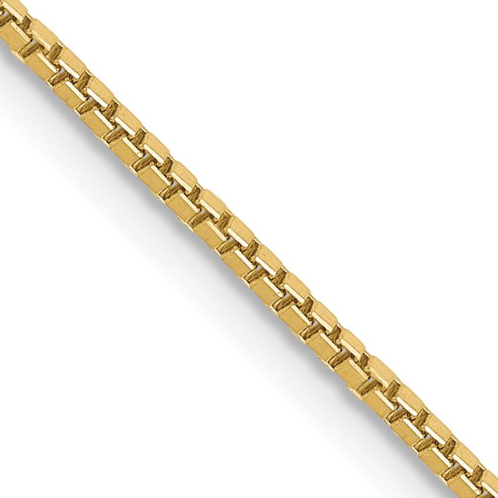 10K Solid Yellow Gold 1.1mm Box Link Chain Necklace