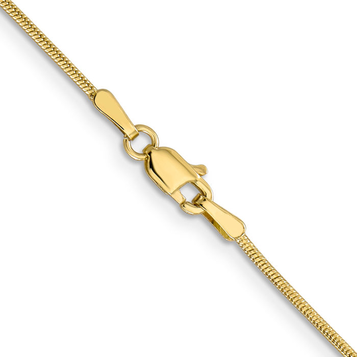 10K Solid Yellow Gold 1.1mm Round Cubetto Omega Snake Chain Herringbone Necklace