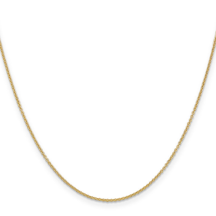 10K Solid Yellow Gold 1.2mm Cable Rolo Link Chain Belcher Necklace