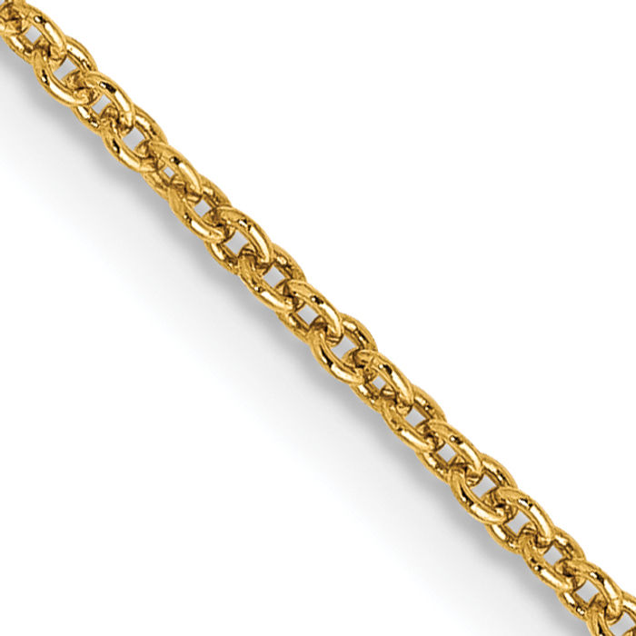 10K Solid Yellow Gold 1.2mm Cable Rolo Link Chain Belcher Necklace