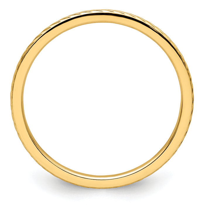 10K Solid Yellow Gold 1.2mm Twisted Wire Stacking Wedding Band Woven Crisscross Statement Ring