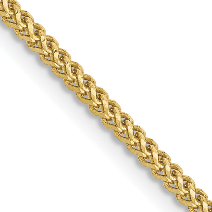 10K Solid Yellow Gold 1.3mm Franco Link Chain Necklace