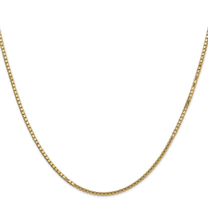 10K Solid Yellow Gold 1.5mm Box Link Chain Necklace