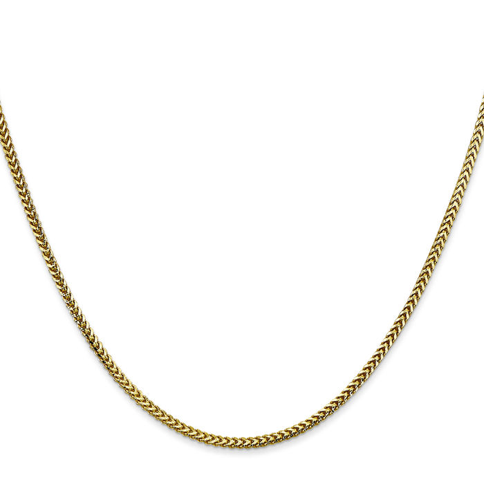 10K Solid Yellow Gold 1.5mm Franco Link Chain Necklace