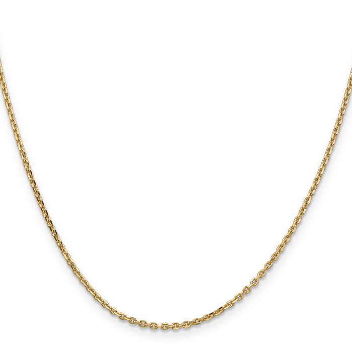 10K Solid Yellow Gold 1.65mm Cable Rolo Link Chain Belcher Necklace