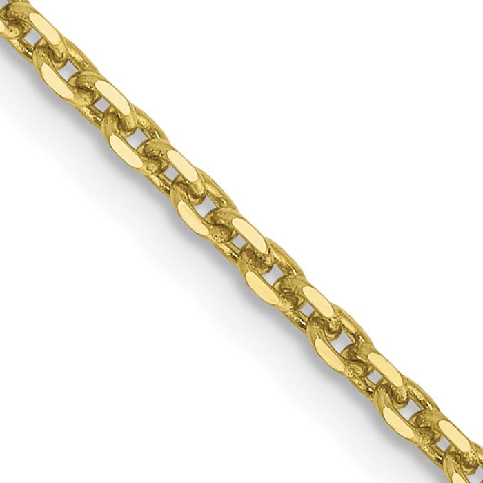 10K Solid Yellow Gold 1.65mm Cable Rolo Link Chain Belcher Necklace