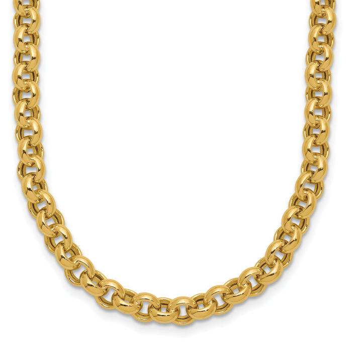 10K Solid Yellow Gold 5mm Cable Rolo Link Chain Belcher Necklace