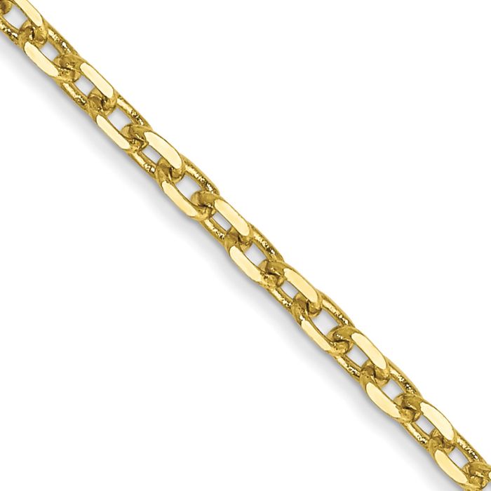 10K Solid Yellow Gold 1.8mm Round Cable Rolo Link Chain Belcher Necklace