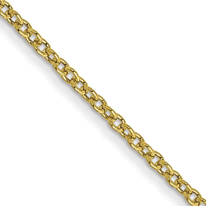 10K Solid Yellow Gold 1mm Round Cable Rolo Link Chain Belcher Necklace