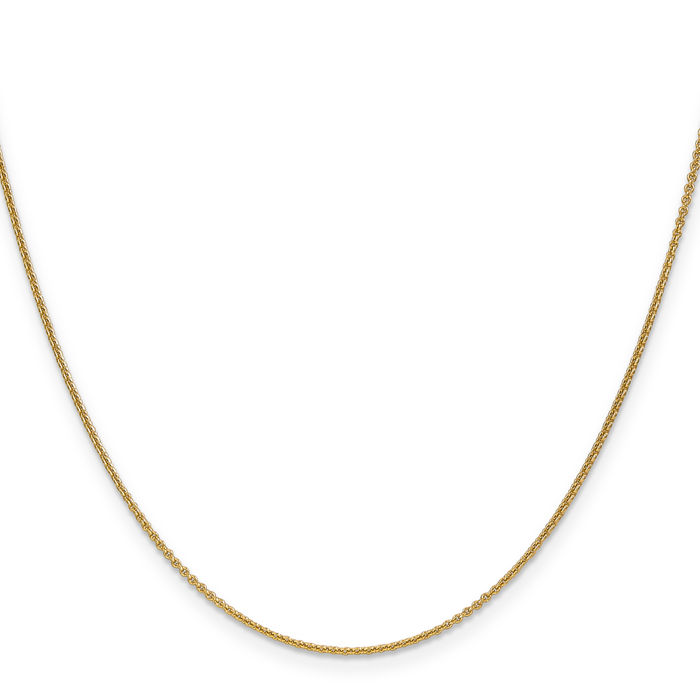 10K Solid Yellow Gold 1mm Round Cable Rolo Link Chain Belcher Necklace