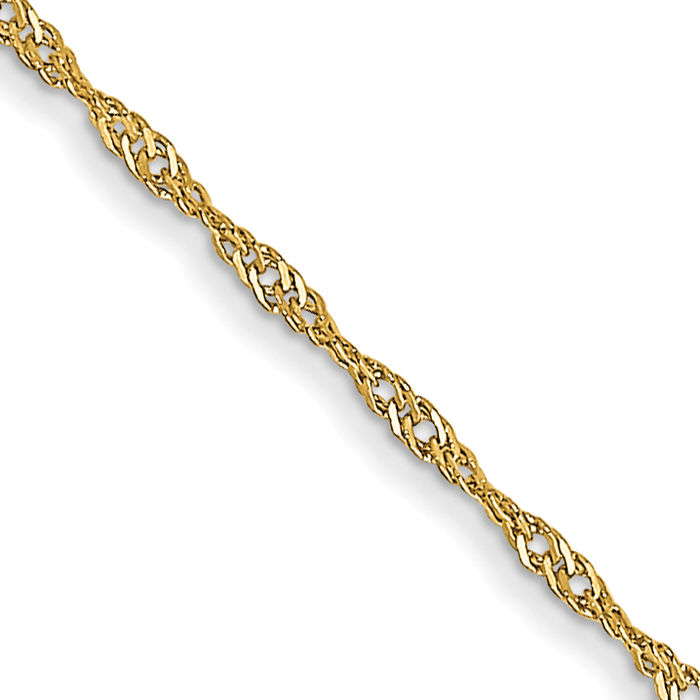 10K Solid Yellow Gold 1mm Singapore Chain Necklace